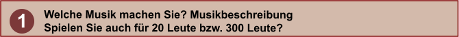 Welche Musik machen Sie? Musikbeschreibung  Spielen Sie auch fr 20 Leute bzw. 300 Leute?  1